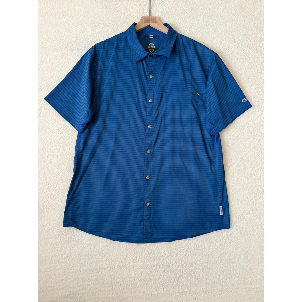 Club Ride Shirt Mens Large Blue Short Sleeve Cycling Snap Pocket Top Performance